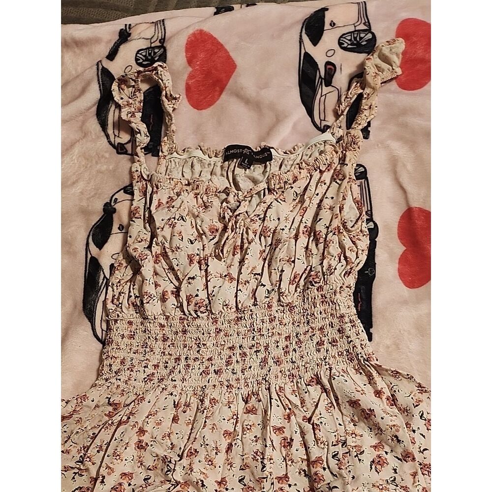 Almost Famous Light Pink Floral Top with Green Flowers